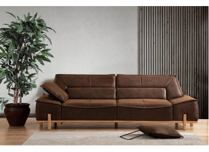 Fabric sofa three-seater sofa upholstered sofa brown fabric modern